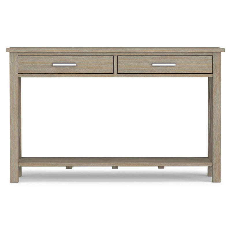 Console/table basse contemporaine en bois massif WYNDENHALL Waterloo, 119 cm de large (47,4 pouces)