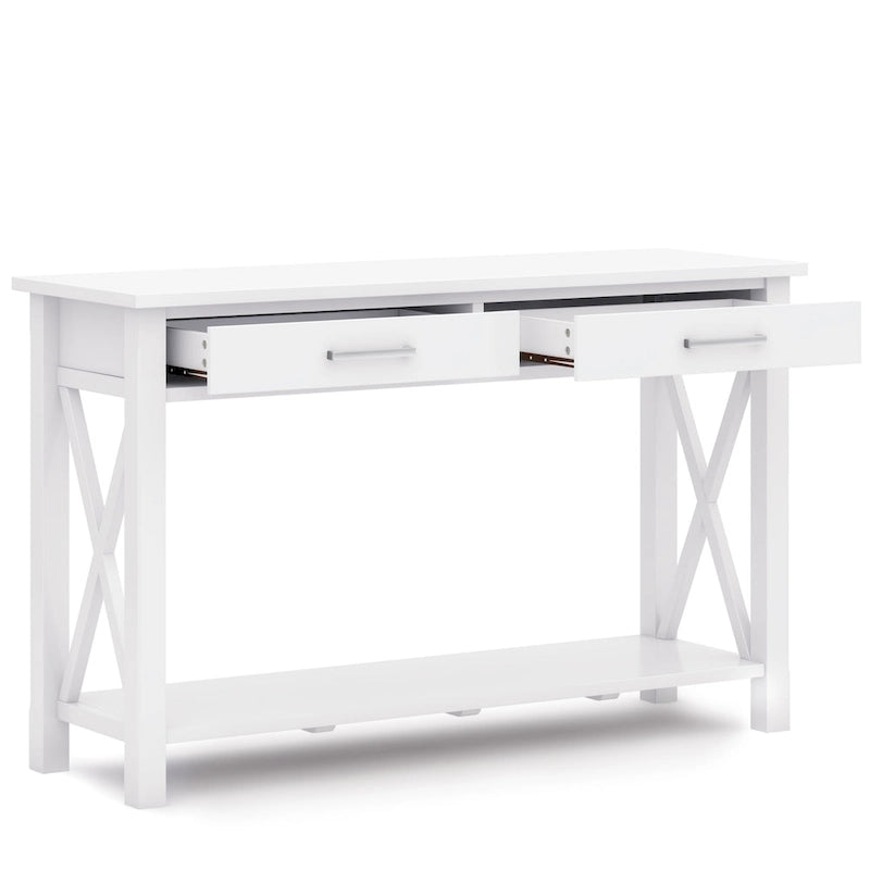 Console/table basse contemporaine en bois massif WYNDENHALL Waterloo, 119 cm de large (47,4 pouces)