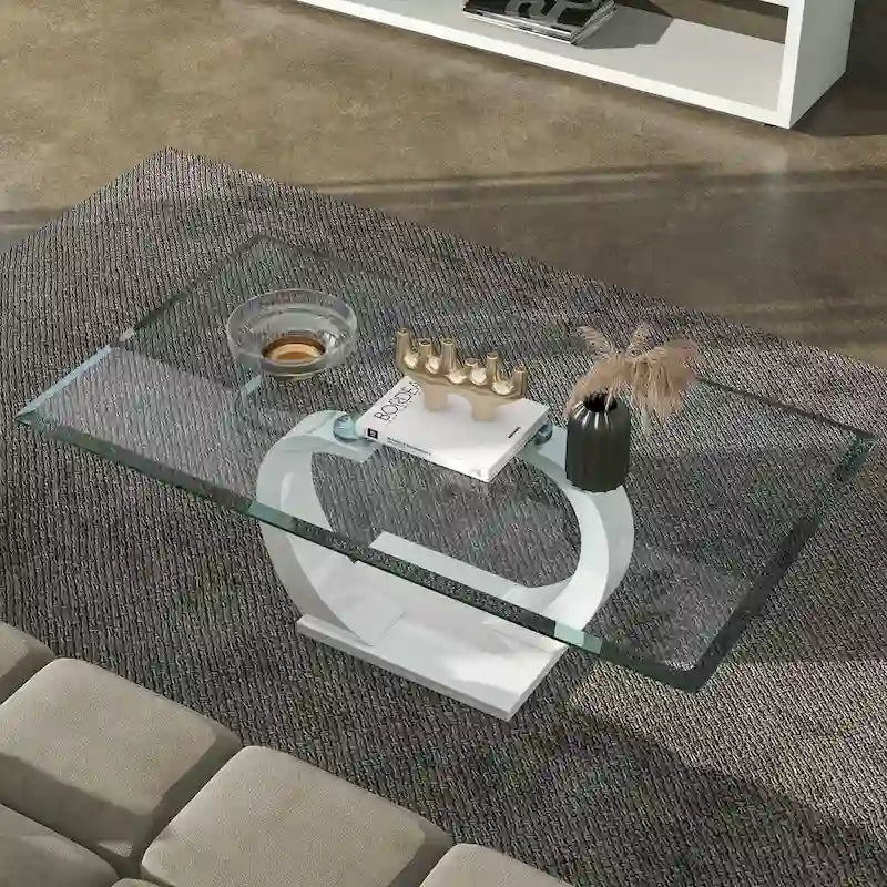 Table basse contemporaine Cres avec plateau en verre de 50 pouces par Furniture of America