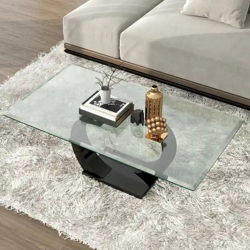 Table basse contemporaine Cres avec plateau en verre de 50 pouces par Furniture of America