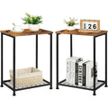 Table d'appoint à 2 niveaux avec étagère de rangement ouverte, lot de 2