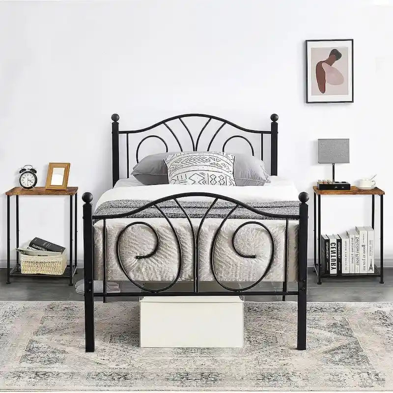 Table d'appoint à 2 niveaux avec étagère de rangement ouverte, lot de 2