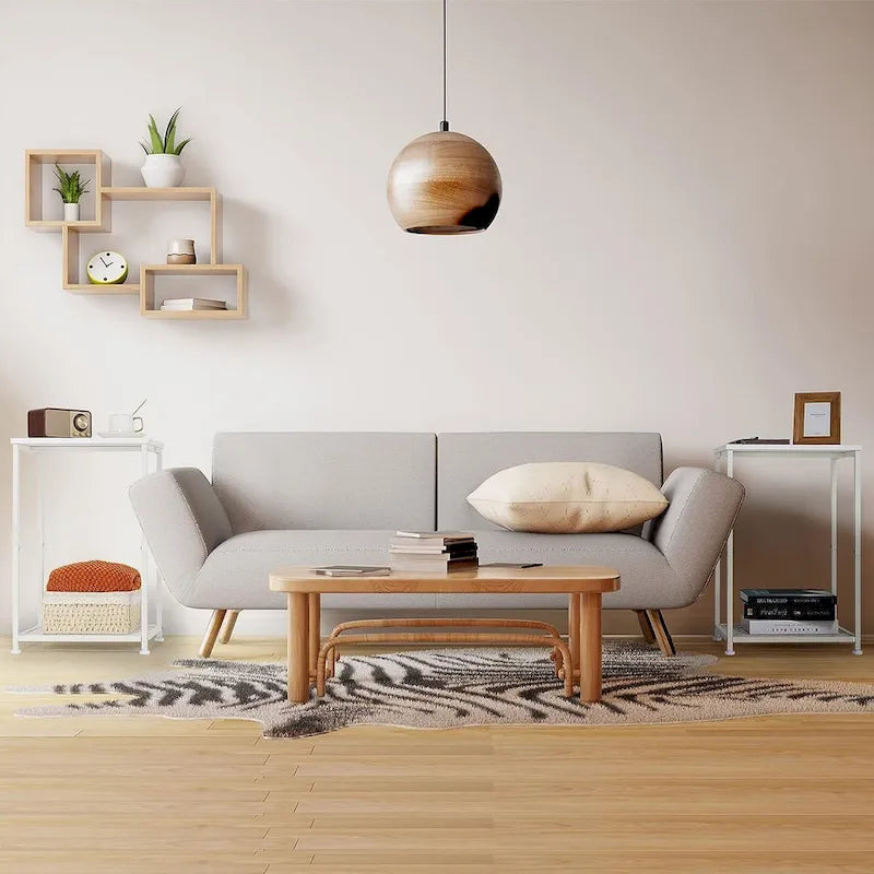 Table d'appoint à 2 niveaux avec étagère de rangement ouverte, lot de 2