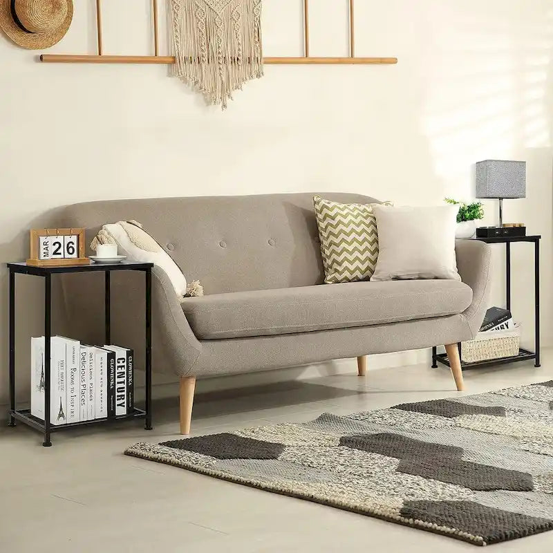 Table d'appoint à 2 niveaux avec étagère de rangement ouverte, lot de 2