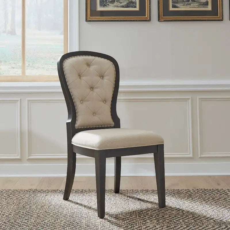 Chaise d'appoint capitonnée style ferme américaine (lot de 2)