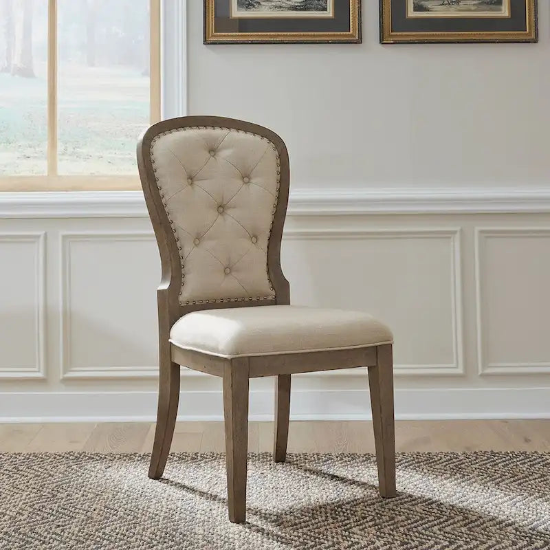 Chaise d'appoint capitonnée style ferme américaine (lot de 2)