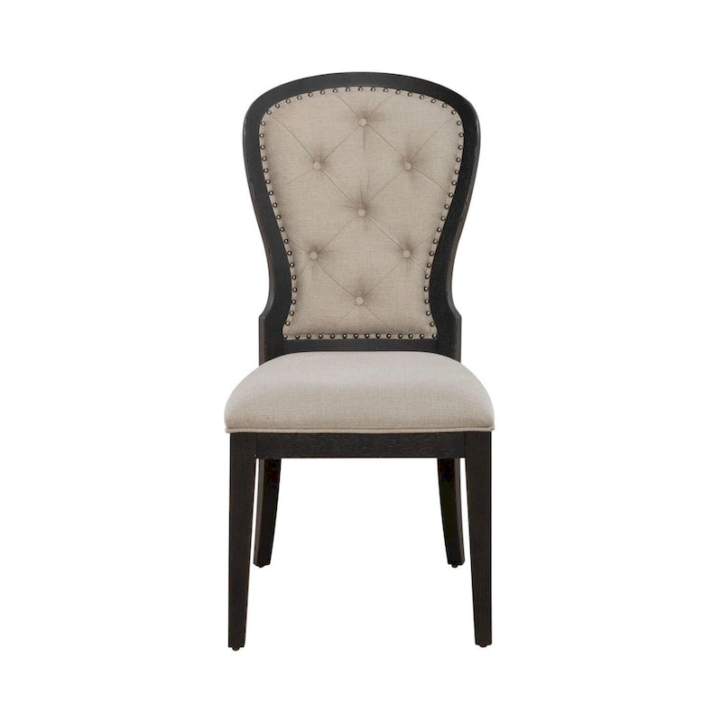 Chaise d'appoint capitonnée style ferme américaine (lot de 2)