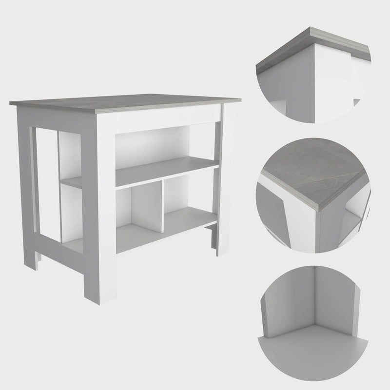 Îlot de cuisine à quatre pieds, trois étagères