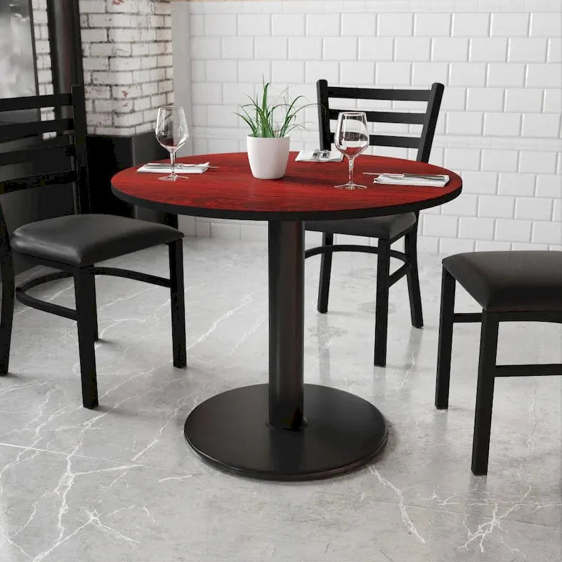Plateau de table rond stratifié de 91,4 cm (36 po) avec piètement rond de 61 cm (24 po) de hauteur - 91,4 cm (36 po) L x 91,4 cm (36 po) P x 79 cm (31,125 po) H