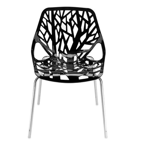 Ensemble de 4 chaises longues style nid d'oiseau, noires