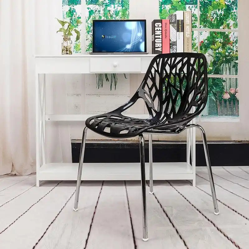 Ensemble de 4 chaises longues style nid d'oiseau, noires