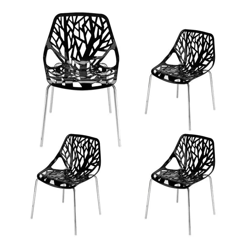 Ensemble de 4 chaises longues style nid d'oiseau, noires