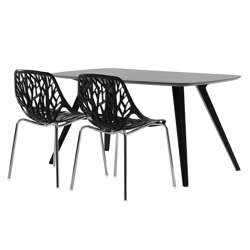 Ensemble de 4 chaises longues style nid d'oiseau, noires