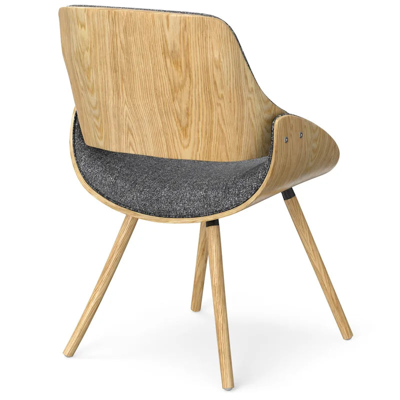 Chaise de salle à manger WYNDENHALL Malone, style moderne du milieu du siècle, en bois courbé clair et lin polyester - 58 cm (P) x 53 cm (L) x 78 cm (H)
