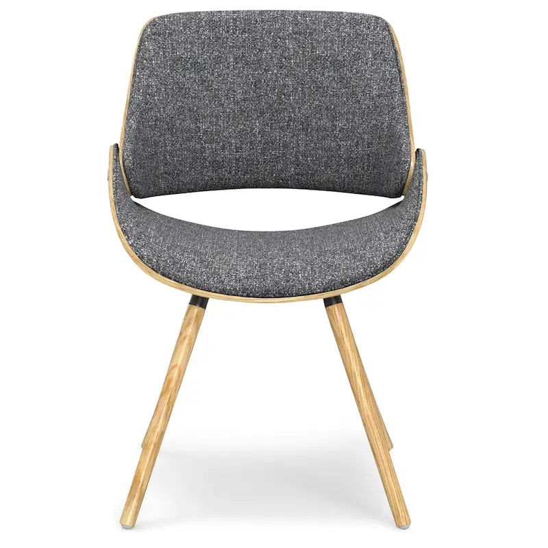Chaise de salle à manger WYNDENHALL Malone, style moderne du milieu du siècle, en bois courbé clair et lin polyester - 58 cm (P) x 53 cm (L) x 78 cm (H)