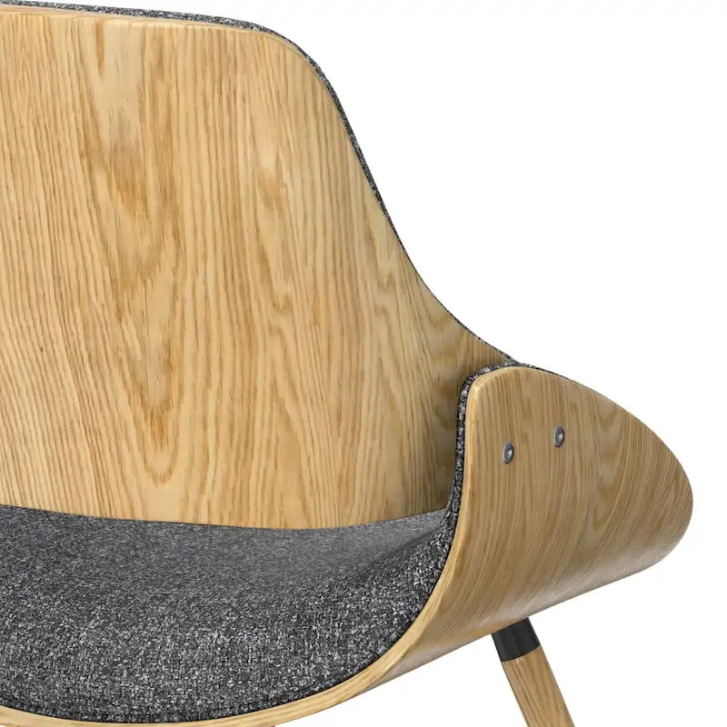 Chaise de salle à manger WYNDENHALL Malone, style moderne du milieu du siècle, en bois courbé clair et lin polyester - 58 cm (P) x 53 cm (L) x 78 cm (H)