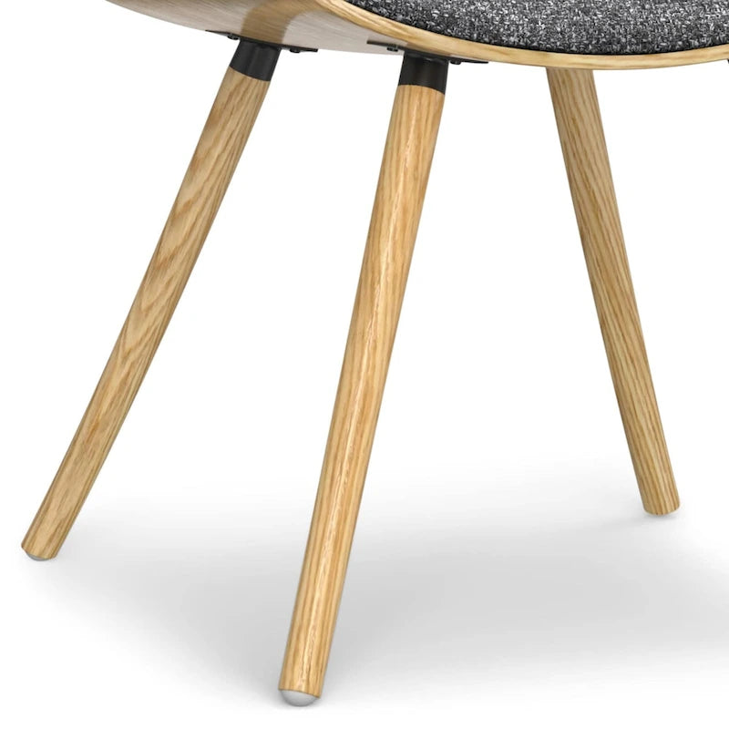 Chaise de salle à manger WYNDENHALL Malone, style moderne du milieu du siècle, en bois courbé clair et lin polyester - 58 cm (P) x 53 cm (L) x 78 cm (H)
