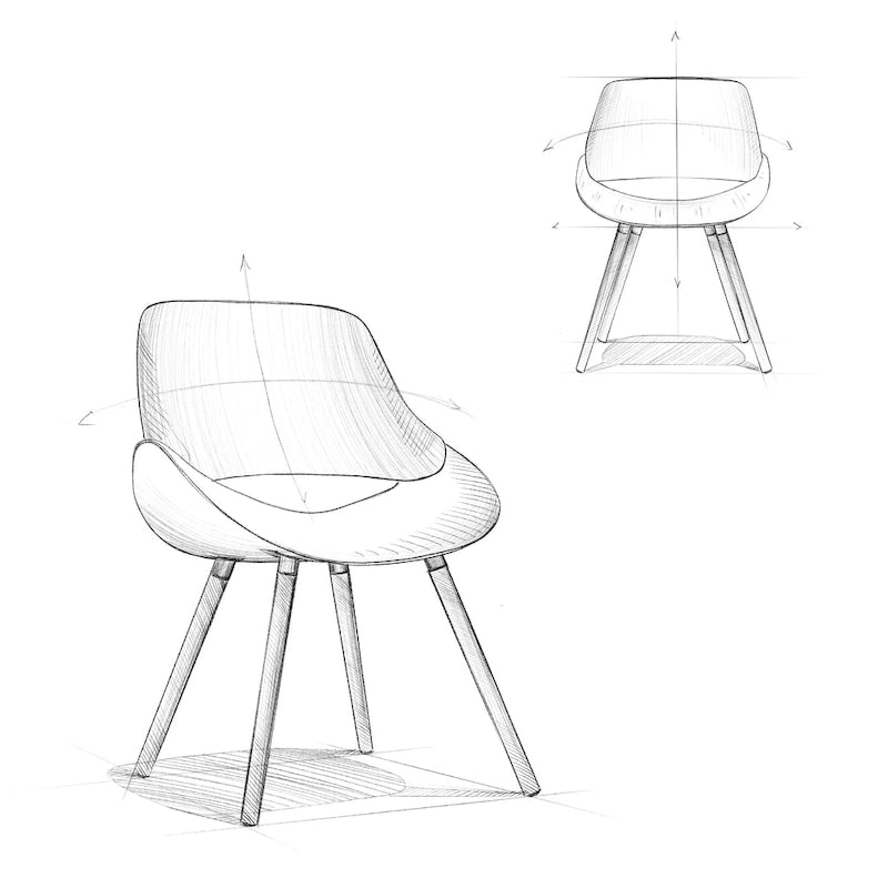 Chaise de salle à manger WYNDENHALL Malone, style moderne du milieu du siècle, en bois courbé clair et lin polyester - 58 cm (P) x 53 cm (L) x 78 cm (H)