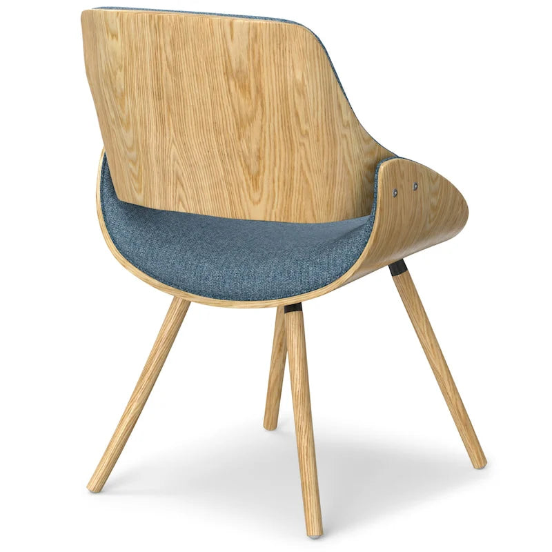 Chaise de salle à manger WYNDENHALL Malone, style moderne du milieu du siècle, en bois courbé clair et lin polyester - 58 cm (P) x 53 cm (L) x 78 cm (H)