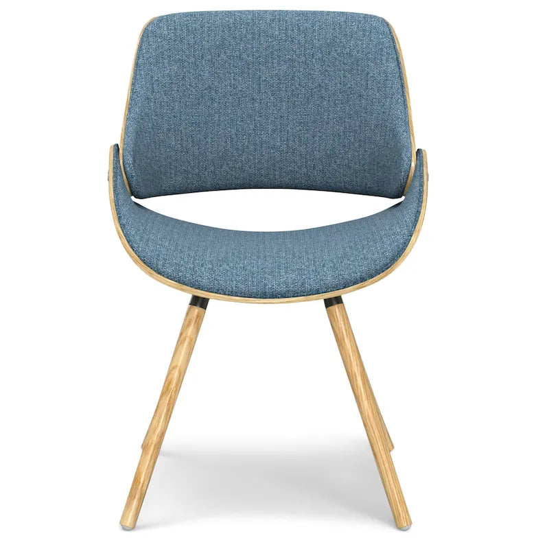 Chaise de salle à manger WYNDENHALL Malone, style moderne du milieu du siècle, en bois courbé clair et lin polyester - 58 cm (P) x 53 cm (L) x 78 cm (H)
