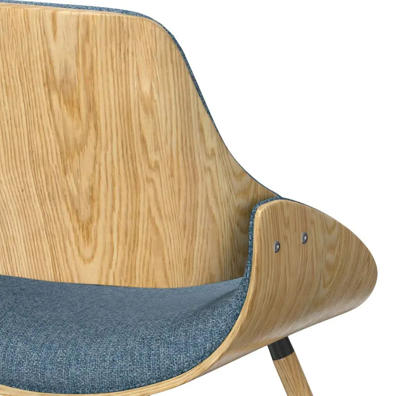 Chaise de salle à manger WYNDENHALL Malone, style moderne du milieu du siècle, en bois courbé clair et lin polyester - 58 cm (P) x 53 cm (L) x 78 cm (H)