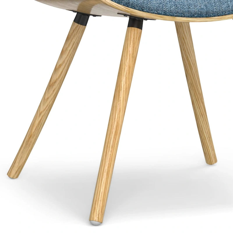 Chaise de salle à manger WYNDENHALL Malone, style moderne du milieu du siècle, en bois courbé clair et lin polyester - 58 cm (P) x 53 cm (L) x 78 cm (H)