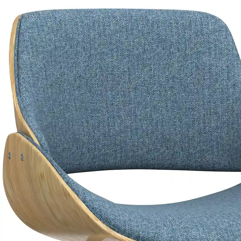 Chaise de salle à manger WYNDENHALL Malone, style moderne du milieu du siècle, en bois courbé clair et lin polyester - 58 cm (P) x 53 cm (L) x 78 cm (H)