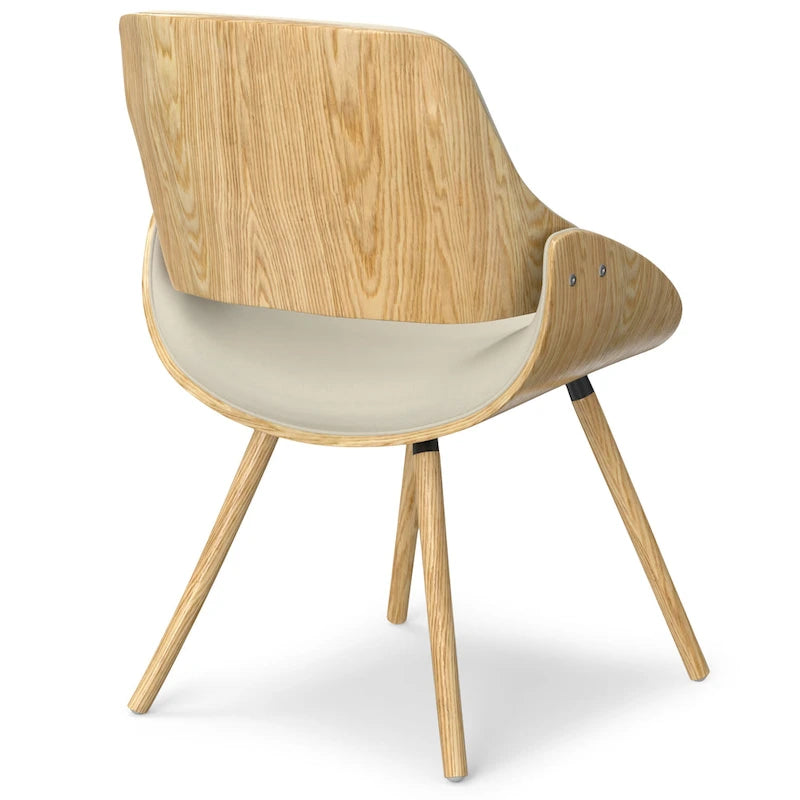 Chaise de salle à manger WYNDENHALL Malone, style moderne du milieu du siècle, en bois courbé clair et lin polyester - 58 cm (P) x 53 cm (L) x 78 cm (H)