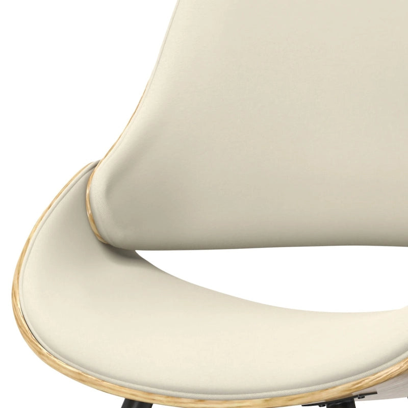 Chaise de salle à manger WYNDENHALL Malone, style moderne du milieu du siècle, en bois courbé clair et lin polyester - 58 cm (P) x 53 cm (L) x 78 cm (H)