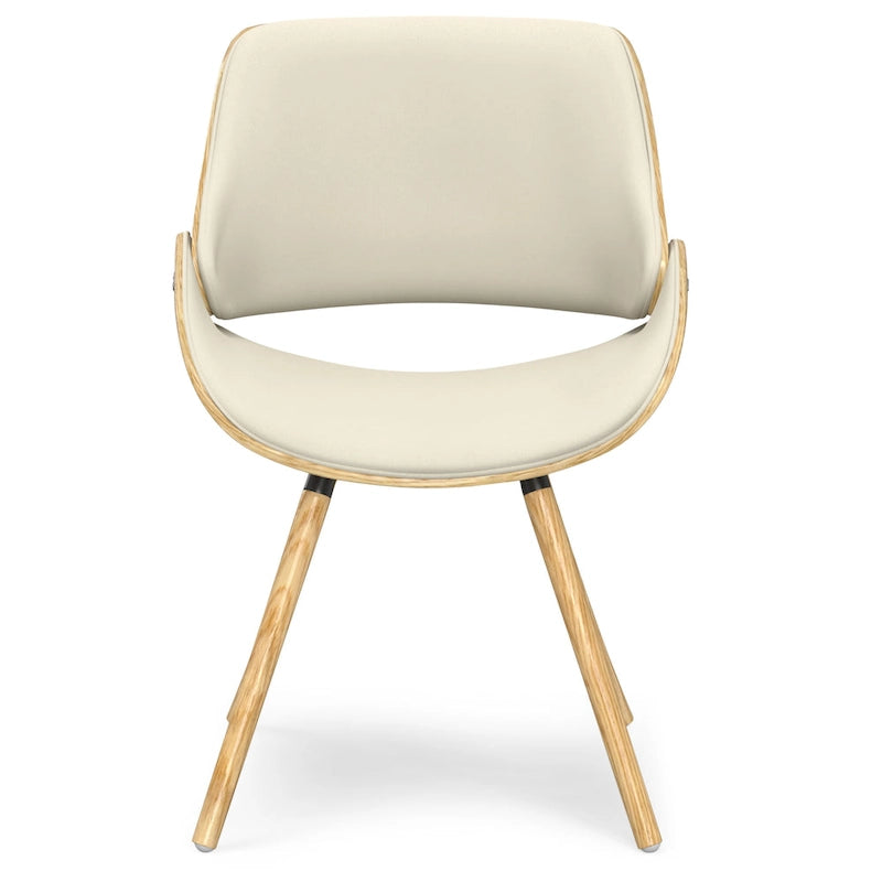 Chaise de salle à manger WYNDENHALL Malone, style moderne du milieu du siècle, en bois courbé clair et lin polyester - 58 cm (P) x 53 cm (L) x 78 cm (H)