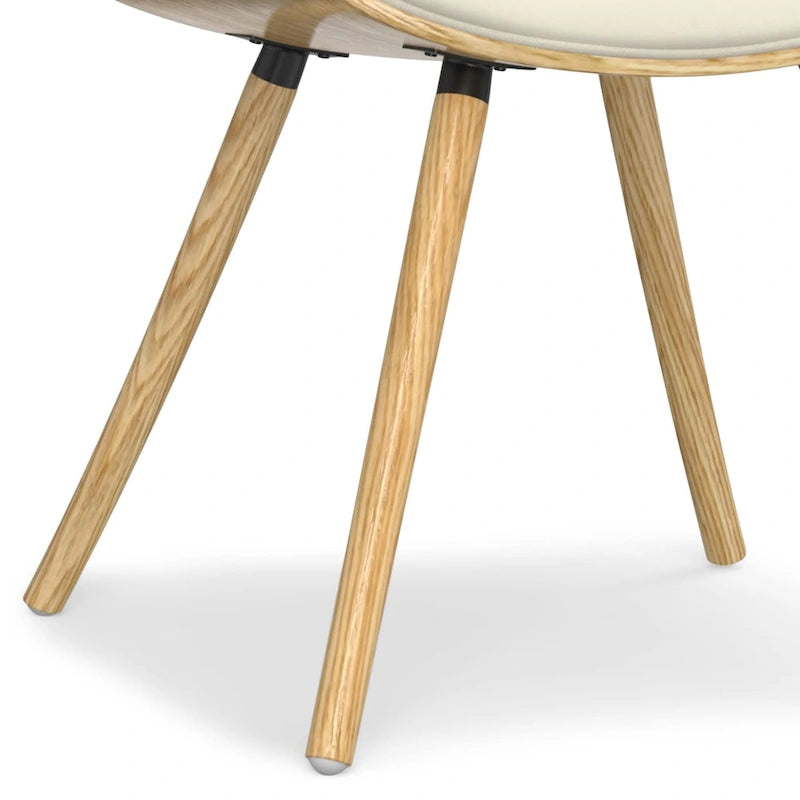 Chaise de salle à manger WYNDENHALL Malone, style moderne du milieu du siècle, en bois courbé clair et lin polyester - 58 cm (P) x 53 cm (L) x 78 cm (H)