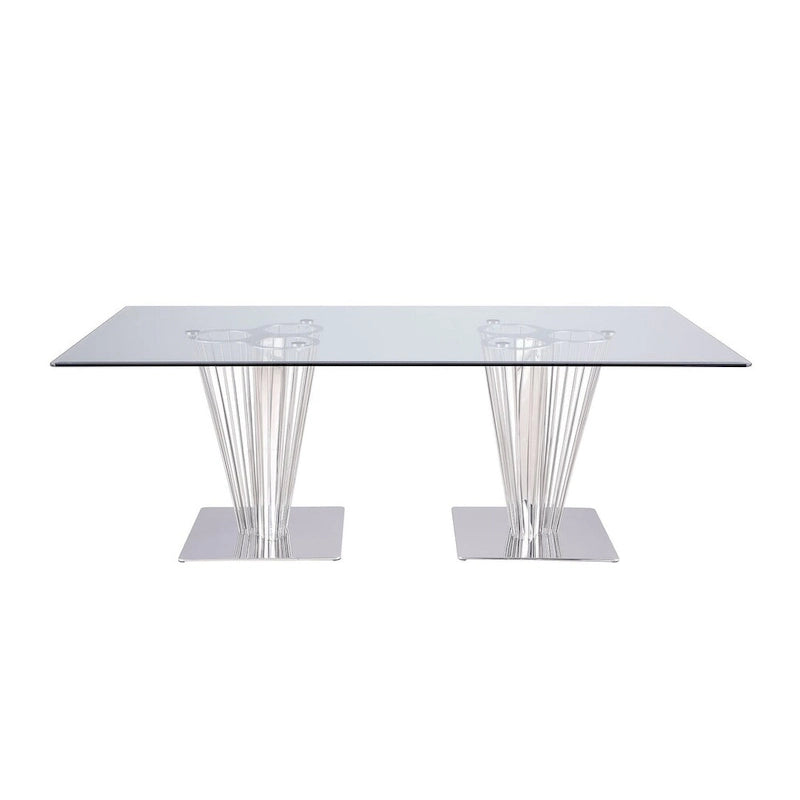 Table de salle à manger rectangulaire Somette Fiona avec double pied central - Argent