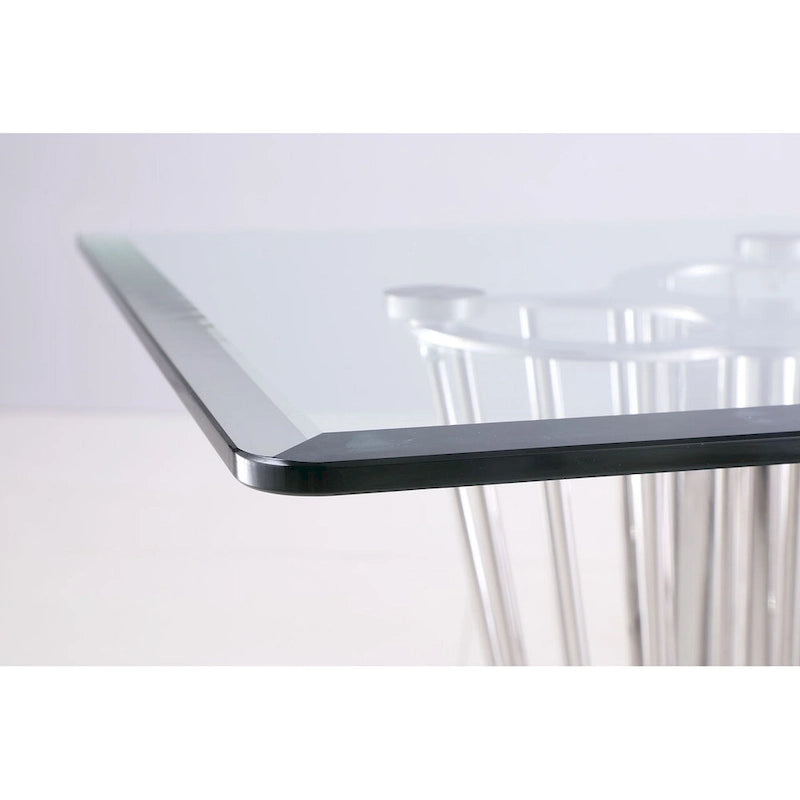 Table de salle à manger rectangulaire Somette Fiona avec double pied central - Argent