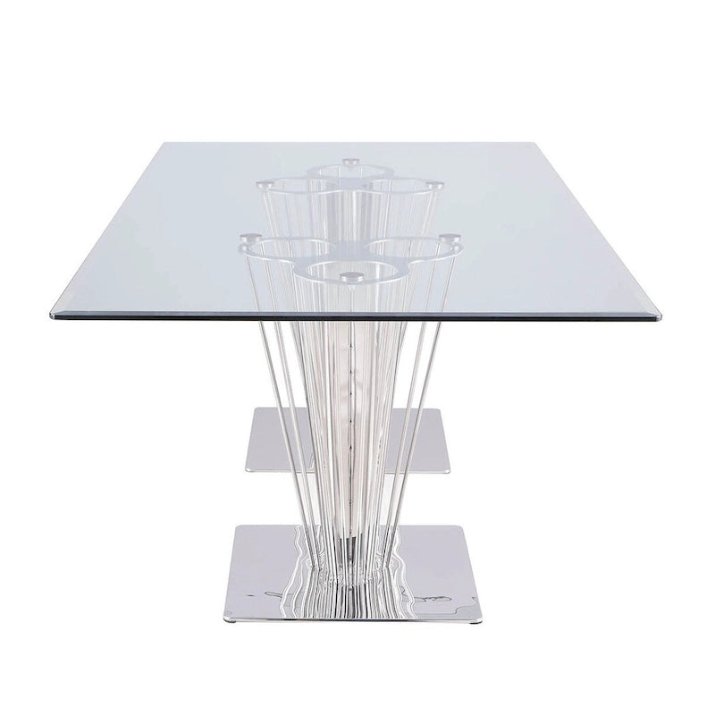 Table de salle à manger rectangulaire Somette Fiona avec double pied central - Argent