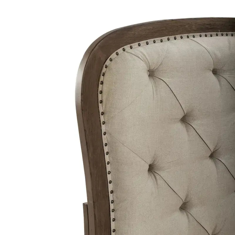 Tête de lit capitonnée style ferme américaine, couleur taupe poussiéreux, pour lit queen.