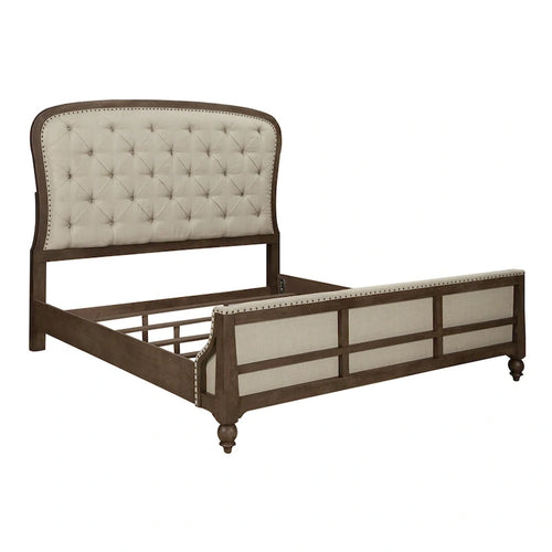 Lit abri queen style ferme américaine, couleur taupe poussiéreux