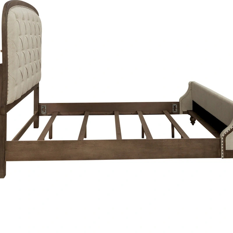 Lit abri queen style ferme américaine, couleur taupe poussiéreux