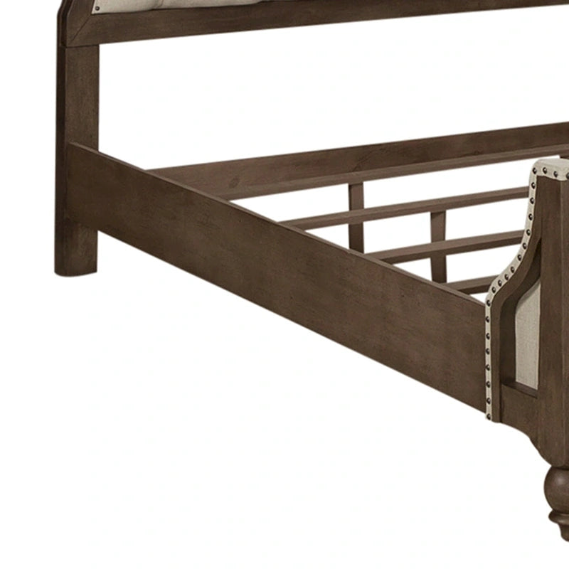 Lit abri queen style ferme américaine, couleur taupe poussiéreux