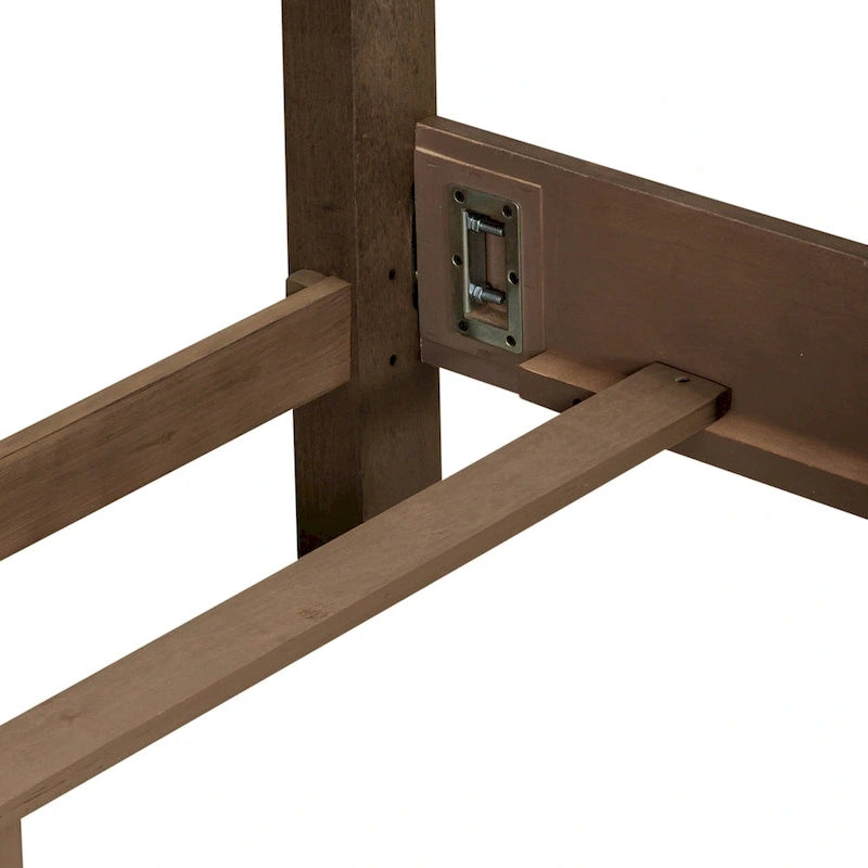 Lit abri queen style ferme américaine, couleur taupe poussiéreux
