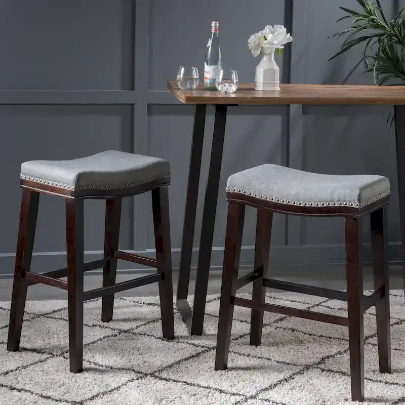 Tabouret de bar Kimi contemporain capitonné avec garniture cloutée (lot de 2) par Christopher Knight Home