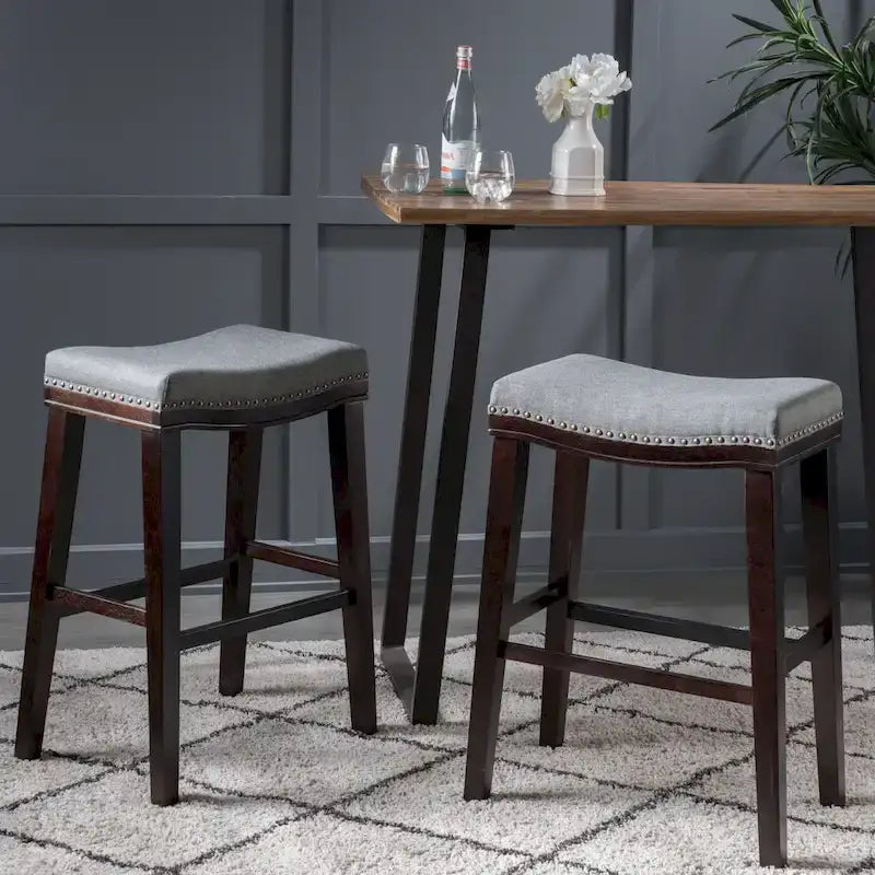 Tabouret de bar Kimi contemporain capitonné avec garniture cloutée (lot de 2) par Christopher Knight Home