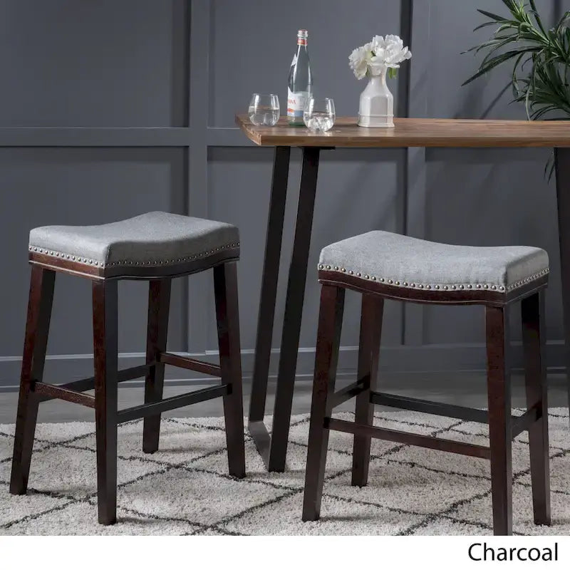 Tabouret de bar Kimi contemporain capitonné avec garniture cloutée (lot de 2) par Christopher Knight Home