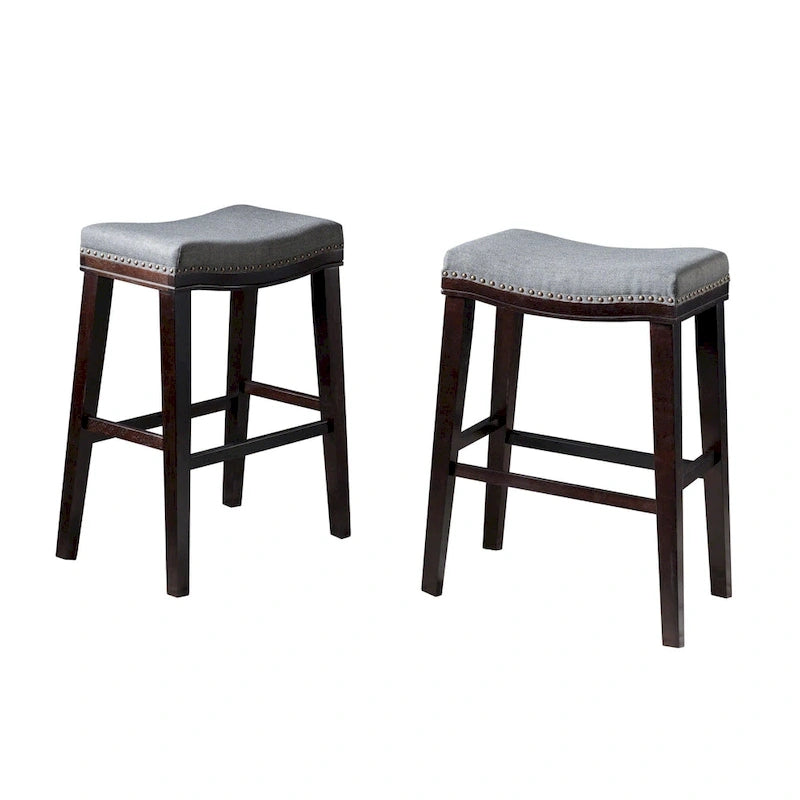 Tabouret de bar Kimi contemporain capitonné avec garniture cloutée (lot de 2) par Christopher Knight Home
