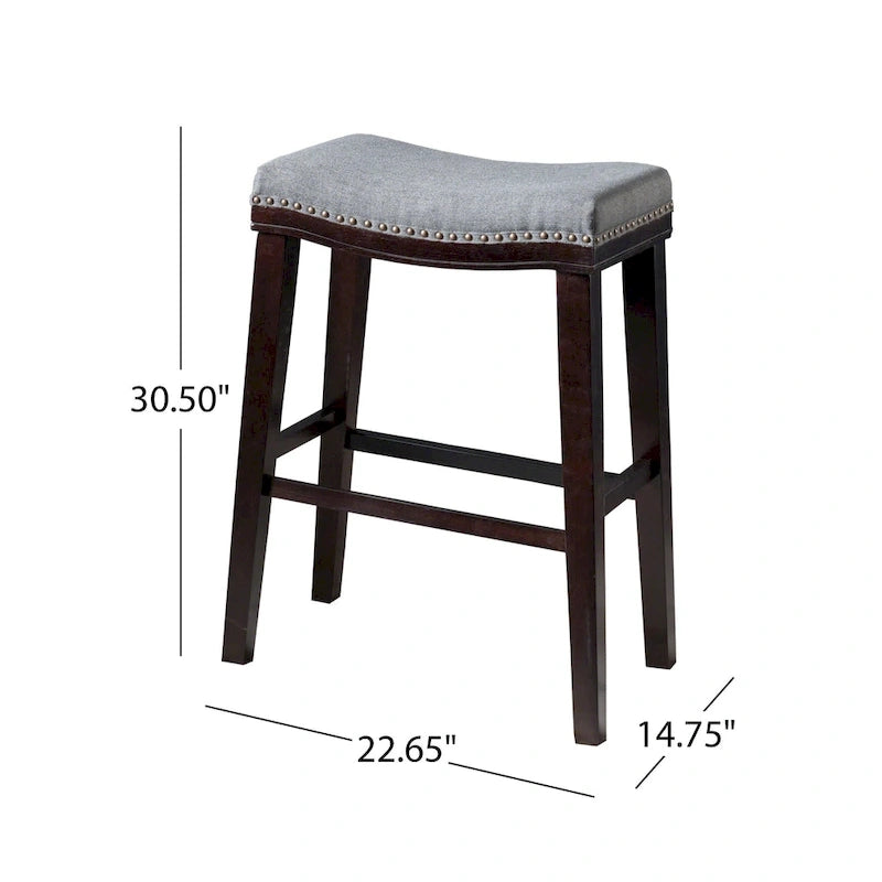 Tabouret de bar Kimi contemporain capitonné avec garniture cloutée (lot de 2) par Christopher Knight Home
