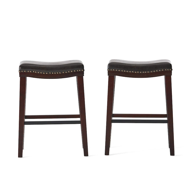 Tabouret de bar Kimi contemporain capitonné avec garniture cloutée (lot de 2) par Christopher Knight Home