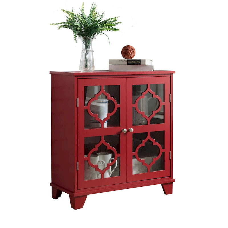 Table console avec porte en bois finition rouge Lunaria de Copper Grove