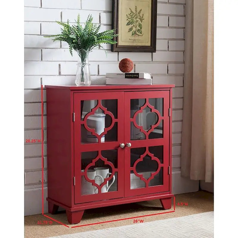 Table console avec porte en bois finition rouge Lunaria de Copper Grove