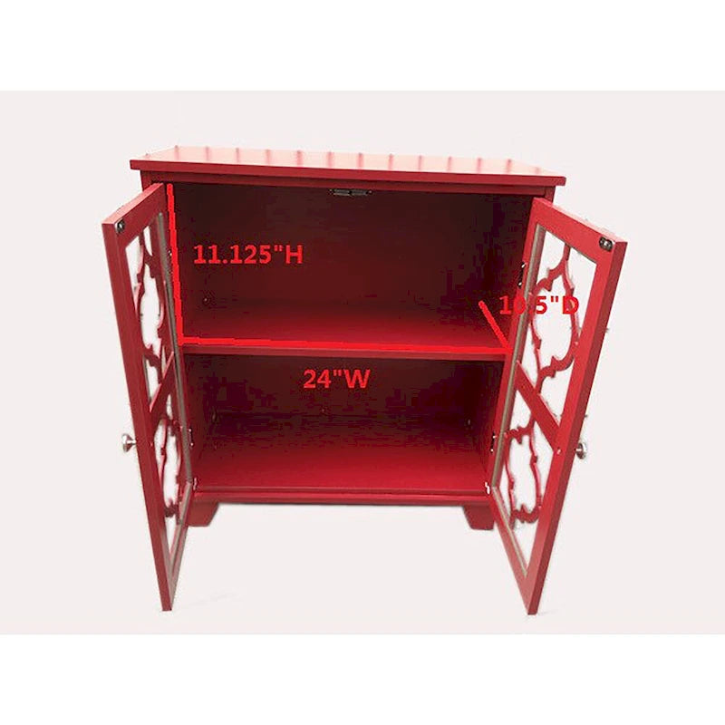 Table console avec porte en bois finition rouge Lunaria de Copper Grove