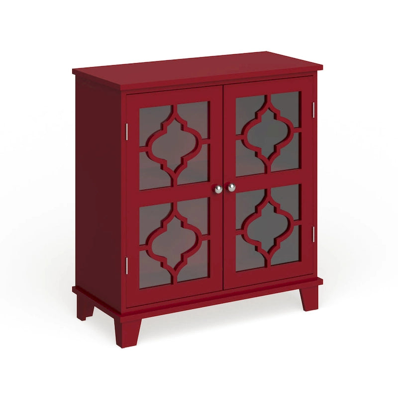 Table console avec porte en bois finition rouge Lunaria de Copper Grove