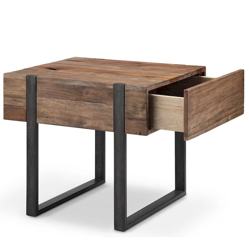 Table d'appoint rectangulaire Prescott Modern en bois recyclé couleur miel rustique
